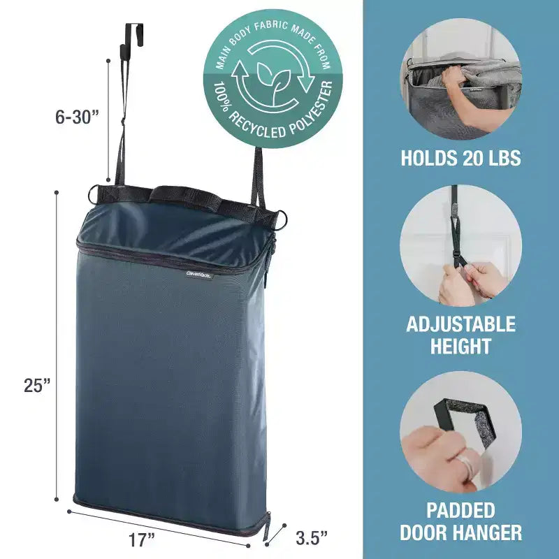 Cesta portabiancheria convertibile CleverMade 1 scomparto Oceano/Grigio Carbone Scuro