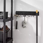 Kit Ganci e Binari per Attrezzi da Garage - Brightroom™: Scaffale Portautensili in Acciaio, Organizzazione Garage, Porta Scope, Nero