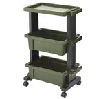 JEJ Astage Heavy-Duty Mobile Tool Trolley Organizer with Table Top Design Green Black