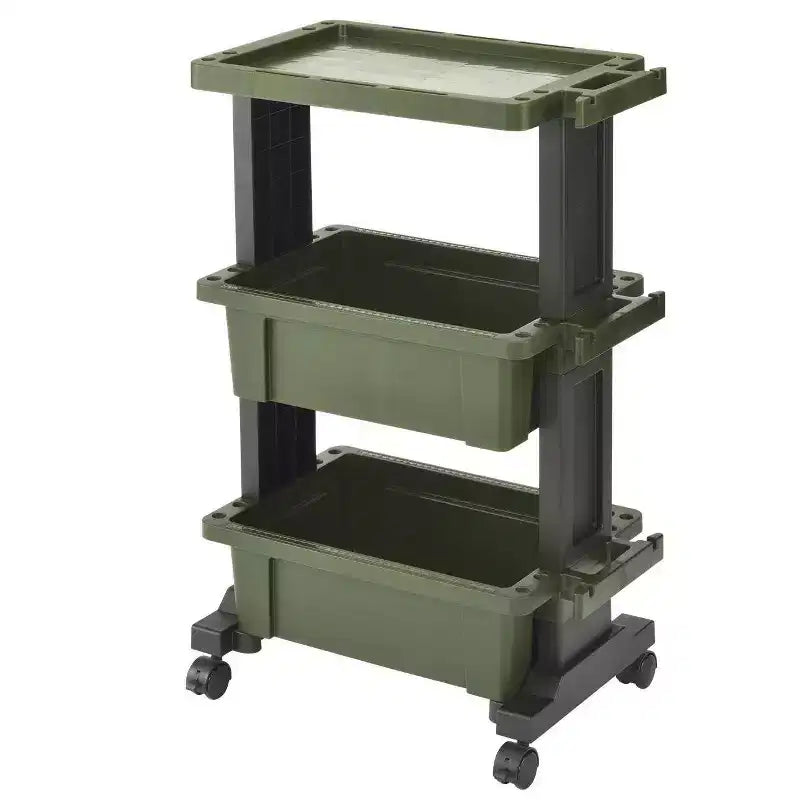 JEJ Astage Heavy-Duty Mobile Tool Trolley Organizer with Table Top Design Green Black
