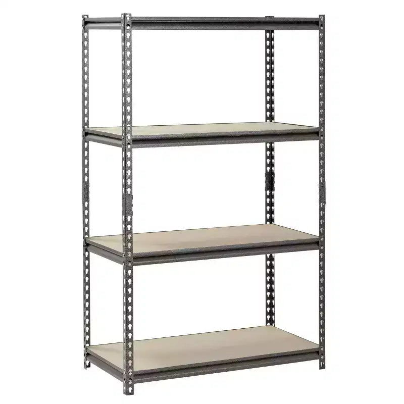 Scaffale portautensili da garage in acciaio senza bulloni Muscle Rack 30"Lx18"Px60"H a 4 ripiani, colore argento