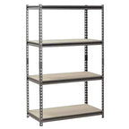 Scaffale portautensili da garage in acciaio senza bulloni Muscle Rack 30"Lx18"Px60"H a 4 ripiani, colore argento