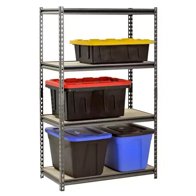 Scaffale portautensili da garage in acciaio senza bulloni Muscle Rack 30"Lx18"Px60"H a 4 ripiani, colore argento
