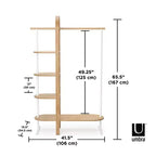 Umbra Bellwood Appendiabiti Bianco/Naturale: Telaio in Eucalipto, Asta e Ripiani Fissi, 167 cm H, Capacità 55 kg