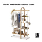 Umbra Bellwood Appendiabiti Bianco/Naturale: Telaio in Eucalipto, Asta e Ripiani Fissi, 167 cm H, Capacità 55 kg