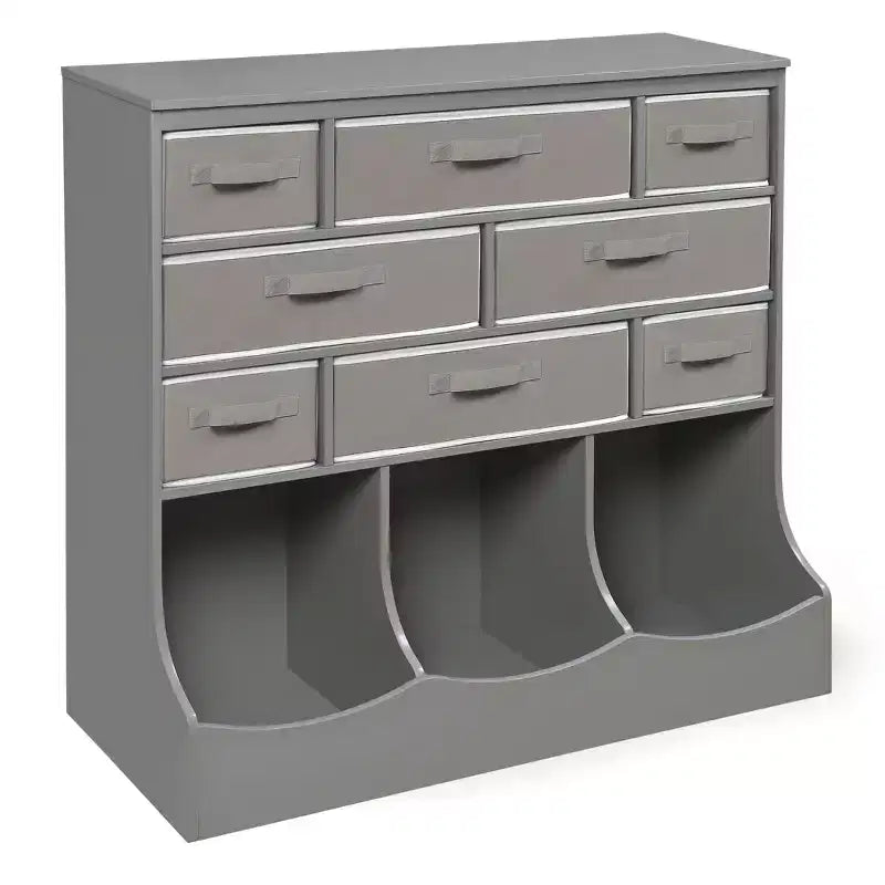 Badger Basket Storage Station with Eight Baskets and Three Bins Gray