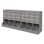 Badger Basket Stazione contenitore con otto cestini e tre scomparti, colore grigio