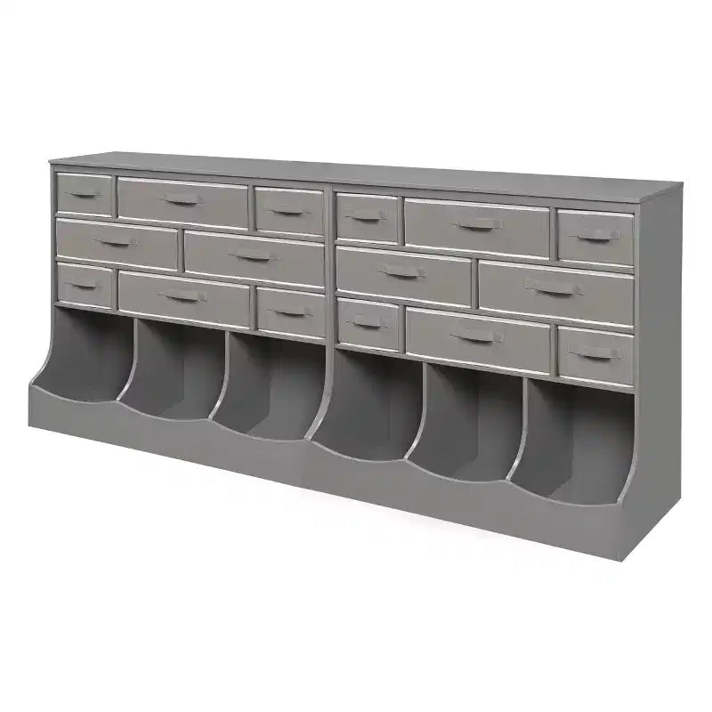 Badger Basket Stazione contenitore con otto cestini e tre scomparti, colore grigio