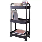 Organize It All Carrello multiuso a 3 ripiani con rotelle, nero