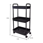 Organize It All Carrello multiuso a 3 ripiani con rotelle, nero