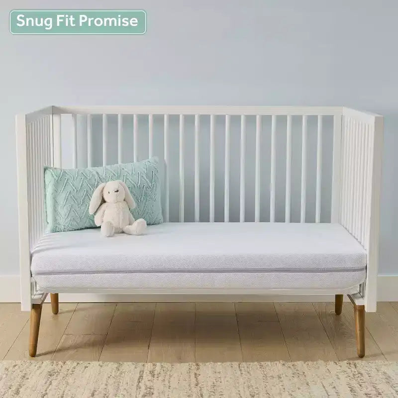 Sealy DuoBreathe Materasso in Schiuma a 2 Fasi per Culla 14.6cm - Bianco/Grigio: Impermeabile, Rivestimento in Rete Rimovibile, Lettino per Bambini Solido