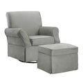 Baby Relax Emmie Swivel Glider & Ottoman Set - Gray Microfiber: Contemporary Solid Pattern, Matte Finish, 225 lb Capacity