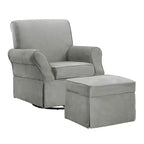 Baby Relax Emmie Swivel Glider & Ottoman Set - Gray Microfiber: Contemporary Solid Pattern, Matte Finish, 225 lb Capacity
