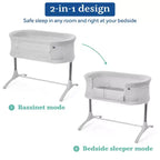 Culla 2-in-1 Sealy Airy Dreams e Culla fianco letto: Altezza regolabile, Telaio in acciaio, Include materasso/imbottitura