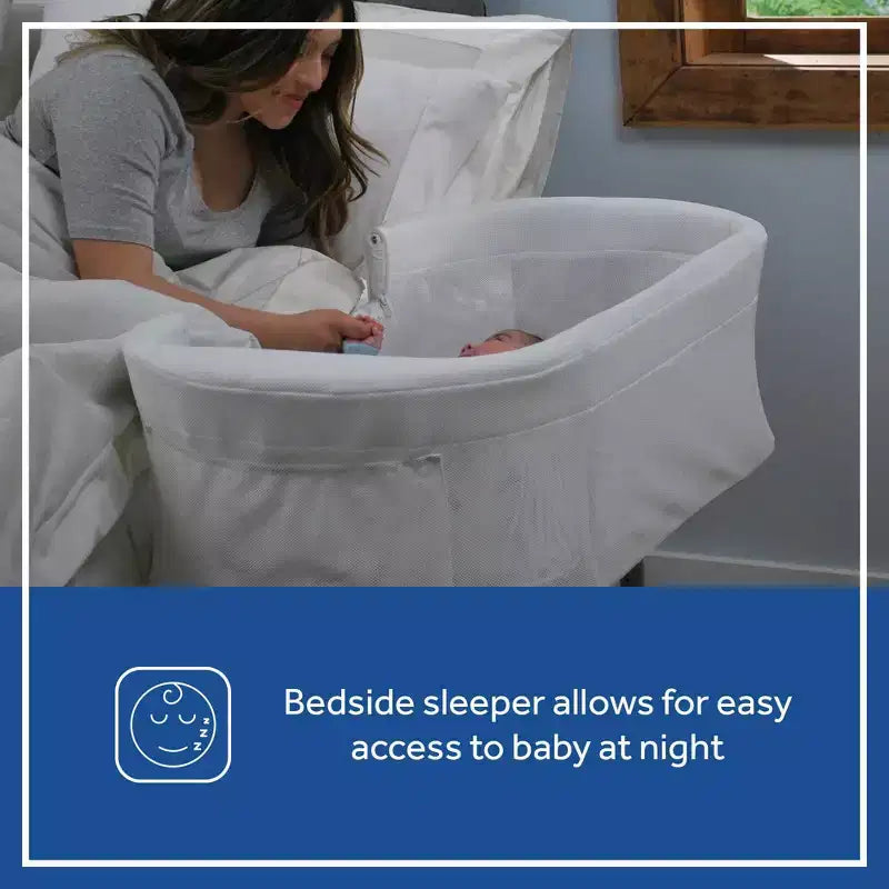Culla 2-in-1 Sealy Airy Dreams e Culla fianco letto: Altezza regolabile, Telaio in acciaio, Include materasso/imbottitura