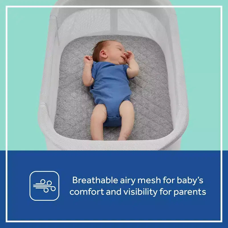 Culla 2-in-1 Sealy Airy Dreams e Culla fianco letto: Altezza regolabile, Telaio in acciaio, Include materasso/imbottitura