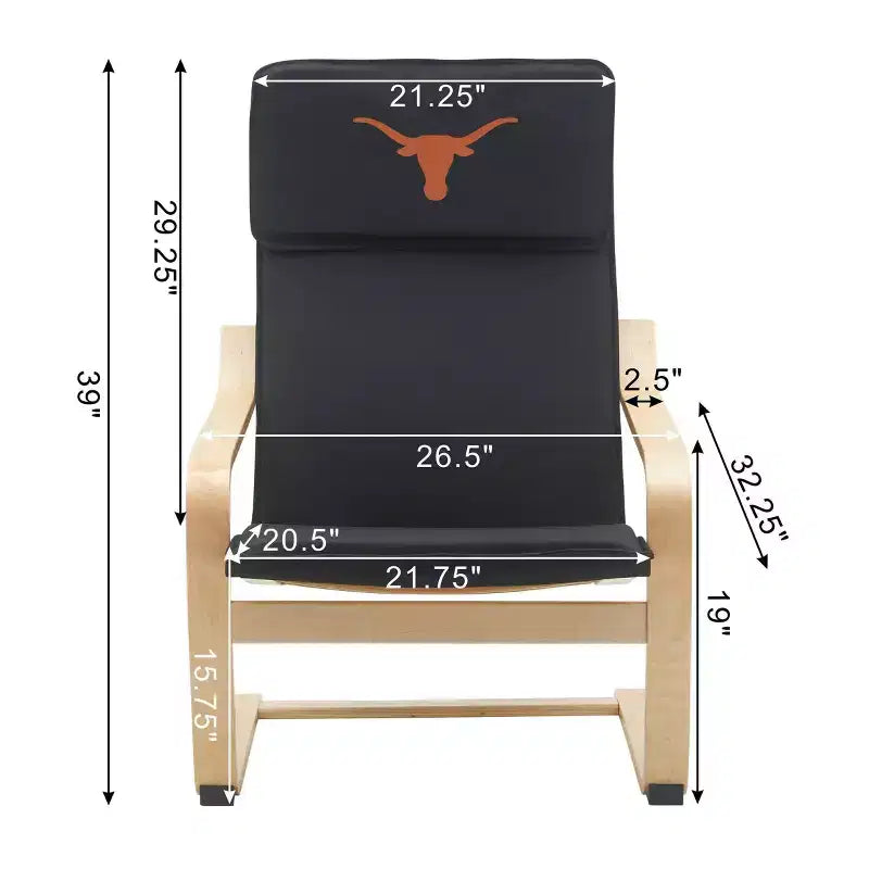 Sedia d'accento in legno curvato NCAA University of Texas