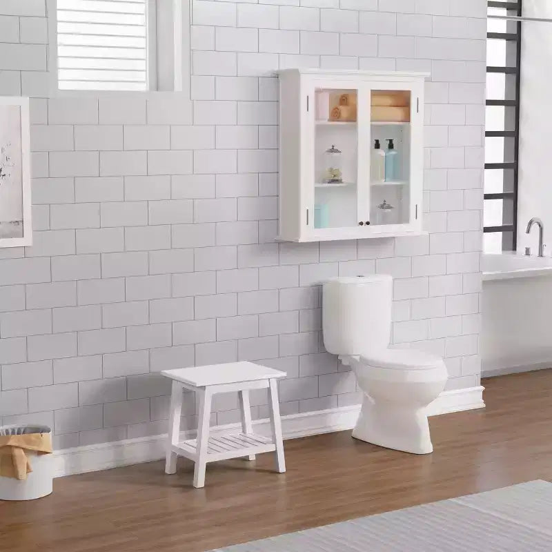 Panca Dorset con Contenitore Bianco - Alaterre Furniture: Rettangolare Imbottita, Struttura in Legno, Tessuto in Poliestere, Pulire a Spot
