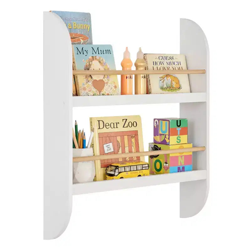 Danya B. 23,62" x 19,7" Steiner Contemporaneo Scaffale per Bambini a 2 Ripiani da Parete, Faggio Bianco - Mensola Sospesa per Asilo