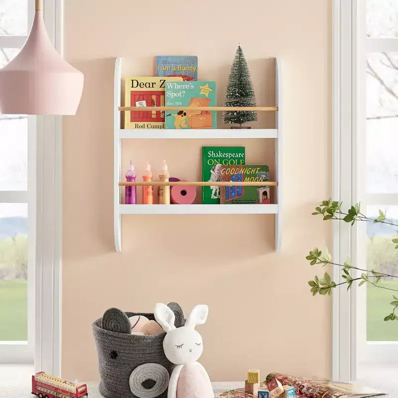 Danya B. 23,62" x 19,7" Steiner Contemporaneo Scaffale per Bambini a 2 Ripiani da Parete, Faggio Bianco - Mensola Sospesa per Asilo