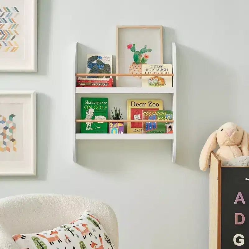 Danya B. 23,62" x 19,7" Steiner Contemporaneo Scaffale per Bambini a 2 Ripiani da Parete, Faggio Bianco - Mensola Sospesa per Asilo