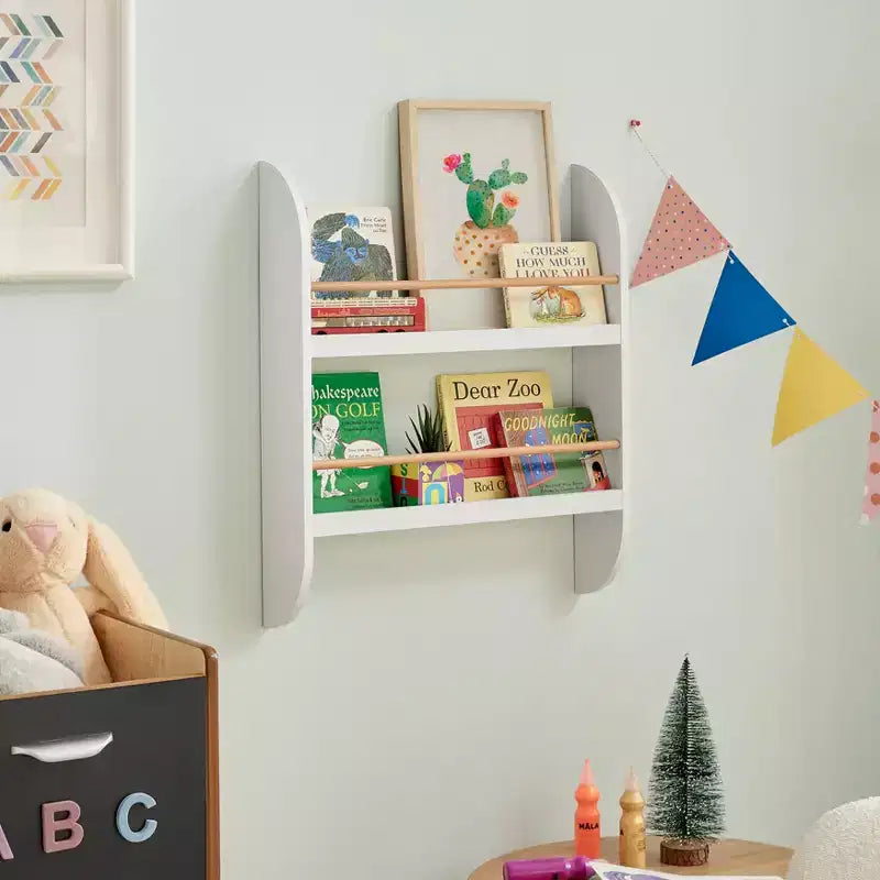 Danya B. 23,62" x 19,7" Steiner Contemporaneo Scaffale per Bambini a 2 Ripiani da Parete, Faggio Bianco - Mensola Sospesa per Asilo