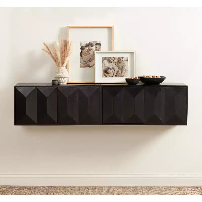 Kate & Laurel All Things Decor 30"x10"x14" Pensile a due ante Ranier Nero