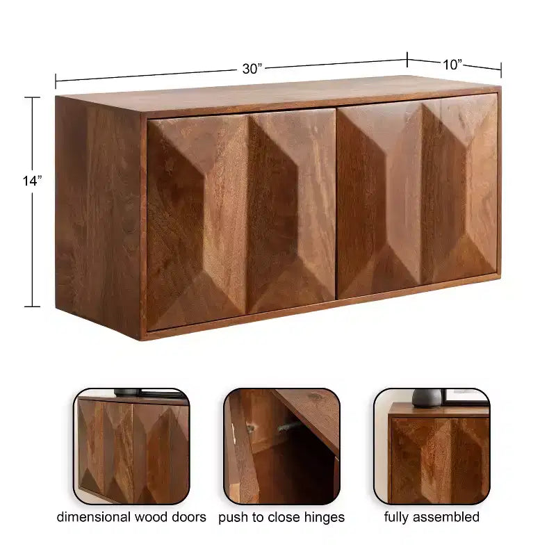 Pensile Ranier a due ante in noce di Kate & Laurel All Things Decor, 76x25x35 cm