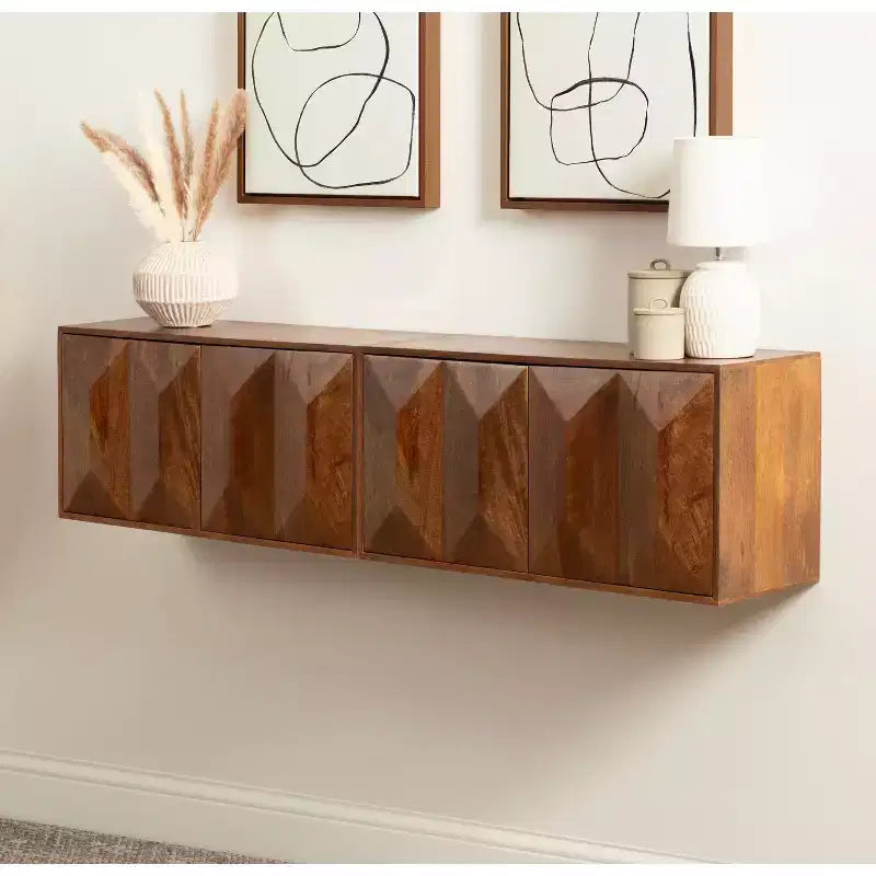 Pensile Ranier a due ante in noce di Kate & Laurel All Things Decor, 76x25x35 cm