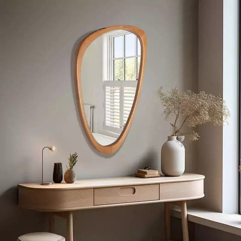 WallBeyond 19,5"x30,5" Specchio da parete con ciottoli Marrone Noce