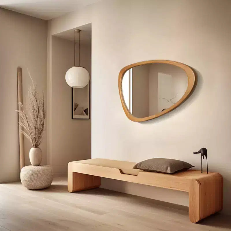 WallBeyond 19,5"x30,5" Specchio da parete con ciottoli Marrone Noce