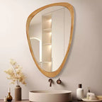 WallBeyond 19,5"x30,5" Specchio da parete con ciottoli Marrone Noce