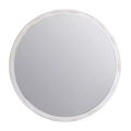 Brewster 30" Round Carved Frame Wall Mirror White: Distressed Finish, No Assembly Required