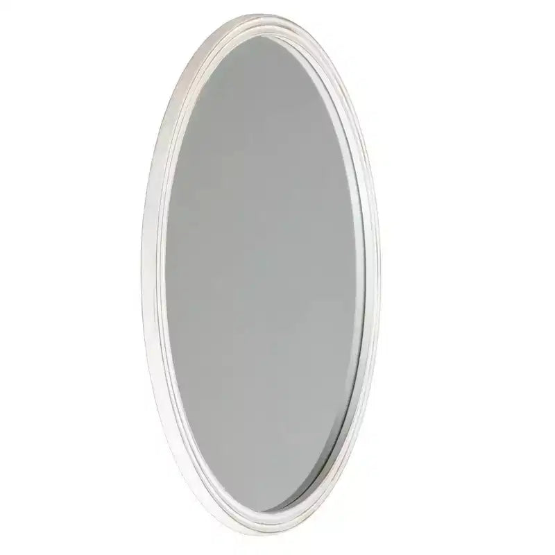Specchio da parete rotondo Brewster 30" con cornice intagliata bianca: Finitura effetto anticato, Nessun montaggio richiesto
