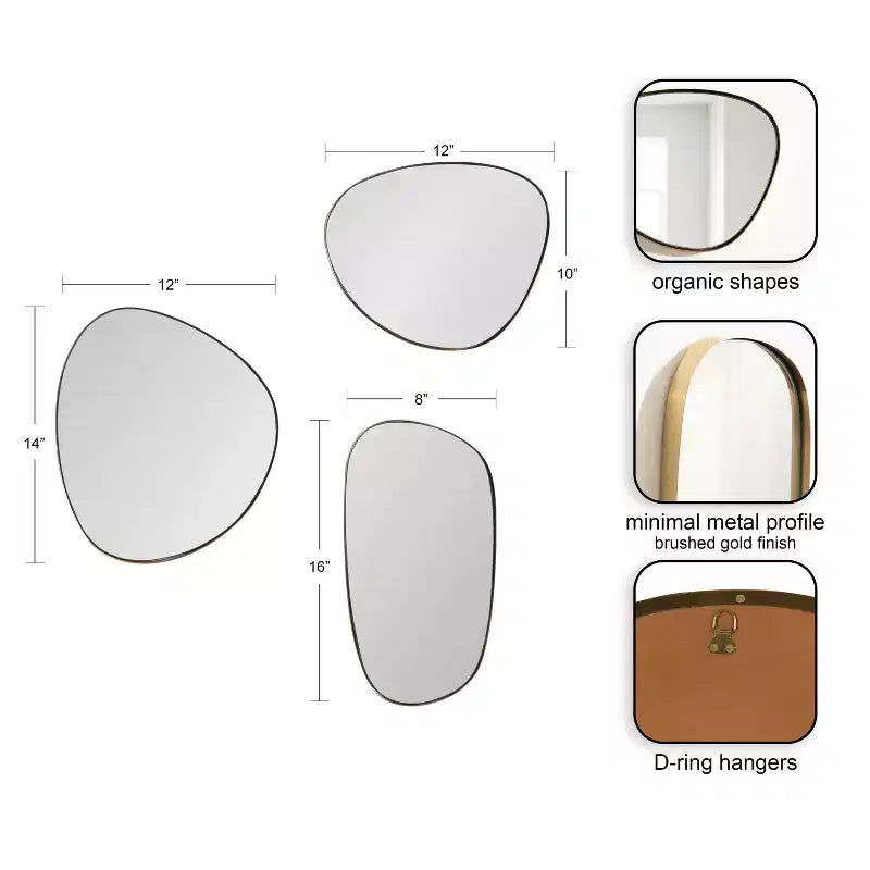 Kate & Laurel All Things Decor (Set di 3) Specchi Rollo in metallo dorato