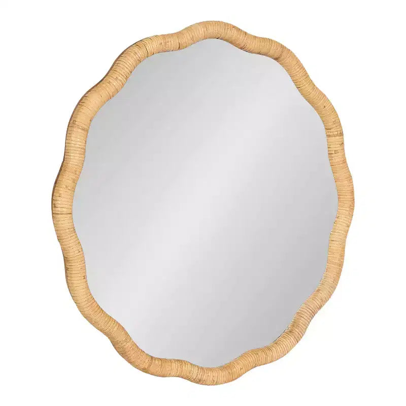Kate & Laurel All Things Decor Specchio da parete con cornice smerlata Rahfy 66x66 cm, Naturale: Stile Bohemien, Nessun montaggio richiesto