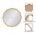 Kate & Laurel All Things Decor Specchio da parete con cornice smerlata Rahfy 66x66 cm, Naturale: Stile Bohemien, Nessun montaggio richiesto