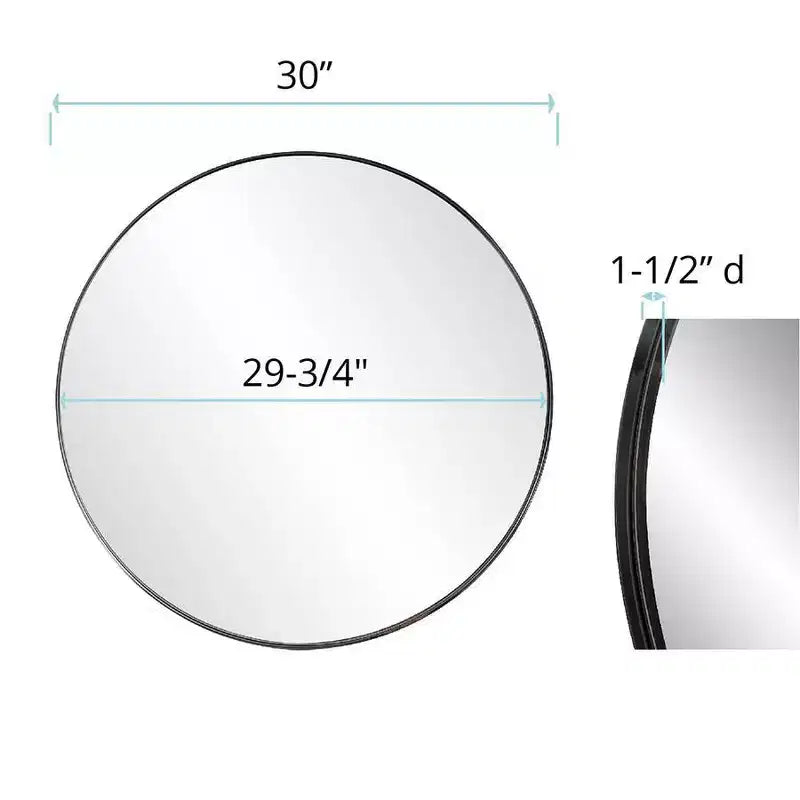 Howard Elliott Specchio da parete con cornice Shadowbox rotonda da 30" in acciaio inox, nero