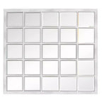 Specchio da parete superiore smussato con cornice in metallo Howard Elliott 38"x34"