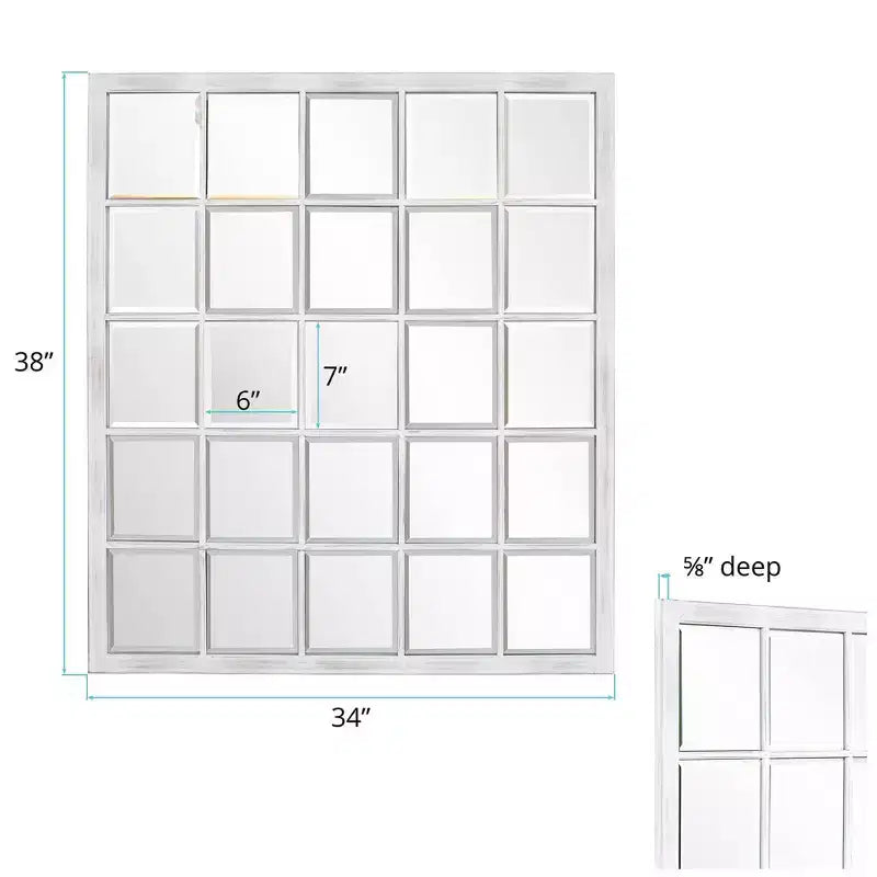 Specchio da parete superiore smussato con cornice in metallo Howard Elliott 38"x34"