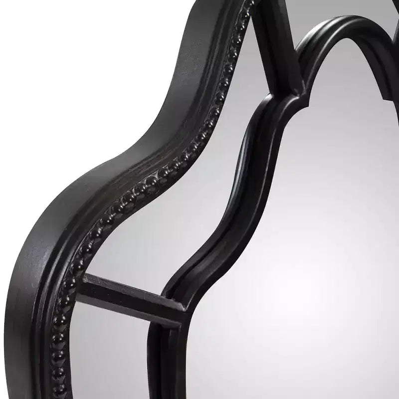 Howard Elliott 51"x34" Specchio Arco Windsor Nero Opaco: Elegante Cornice in Poliuretano, Nessun Montaggio, Montaggio a Parete