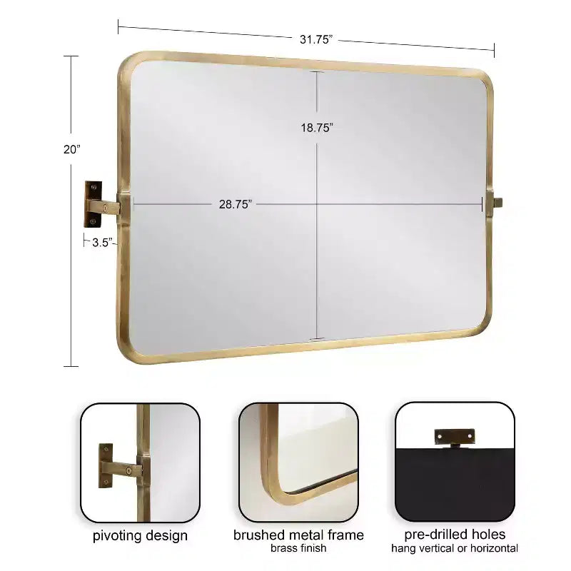 Kate & Laurel All Things Decor Specchio da parete girevole Elijah 20"x32", oro