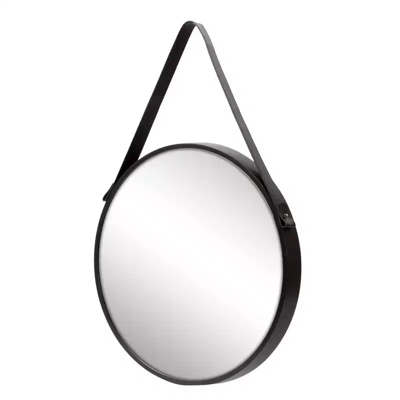 Kiera Grace 18" Specchio Rotondo Hamlyn Nero: Stile Moderno, Cornice in Plastica, Nessun Montaggio, Montaggio a Parete