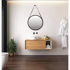 Kiera Grace 18" Specchio Rotondo Hamlyn Nero: Stile Moderno, Cornice in Plastica, Nessun Montaggio, Montaggio a Parete