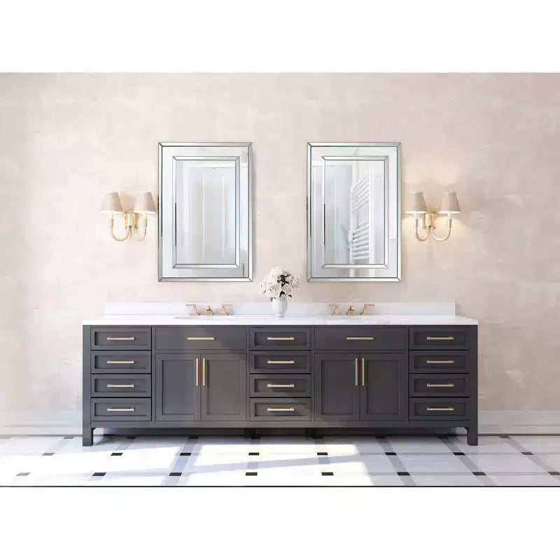 Specchio da parete rotondo Howard Elliott 38"x38" in rame brunito con cornice parziale in legno marrone: Stile moderno, Nessun assemblaggio richiesto