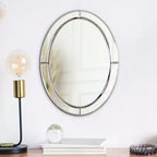 Specchio da parete ovale smussato Howard Elliott 40x30 cm con cornice a specchio e accenti opalini: Arredamento moderno, cornice in legno, montaggio a parete, nessun assemblaggio richiesto