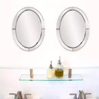 Specchio da parete ovale smussato Howard Elliott 40x30 cm con cornice a specchio e accenti opalini: Arredamento moderno, cornice in legno, montaggio a parete, nessun assemblaggio richiesto