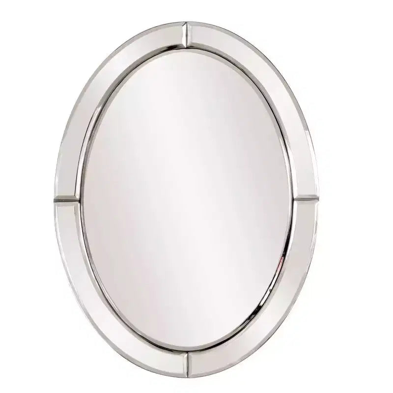 Specchio da parete ovale smussato Howard Elliott 40x30 cm con cornice a specchio e accenti opalini: Arredamento moderno, cornice in legno, montaggio a parete, nessun assemblaggio richiesto