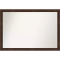 Amanti Art 39"x27" Non-Beveled Narrow Wood Bathroom Wall Mirror Warm Walnut: Modern Rectangular Vanity, Wall Mount, Wood Frame