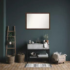 Amanti Art 39"x27" Specchio da parete non smussato in legno sottile per bagno Noce caldo: Specchio rettangolare moderno, montaggio a parete, cornice in legno